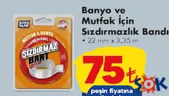 BOSS TAPE BANYO VE MUTFAK İÇİN SIZDIRMAZLIK BANDI 22 MM X 3,35 M fiyat ve kampanya bilgisi